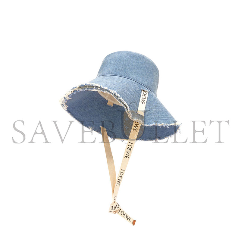 LOEWE HAT FRAYED FISHERMAN IN DENIM AND CALFSKIN K820HF1X66-5400